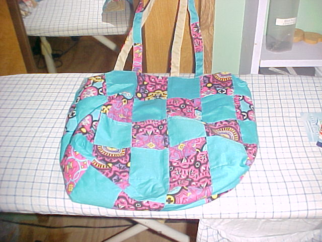 teal pink tote